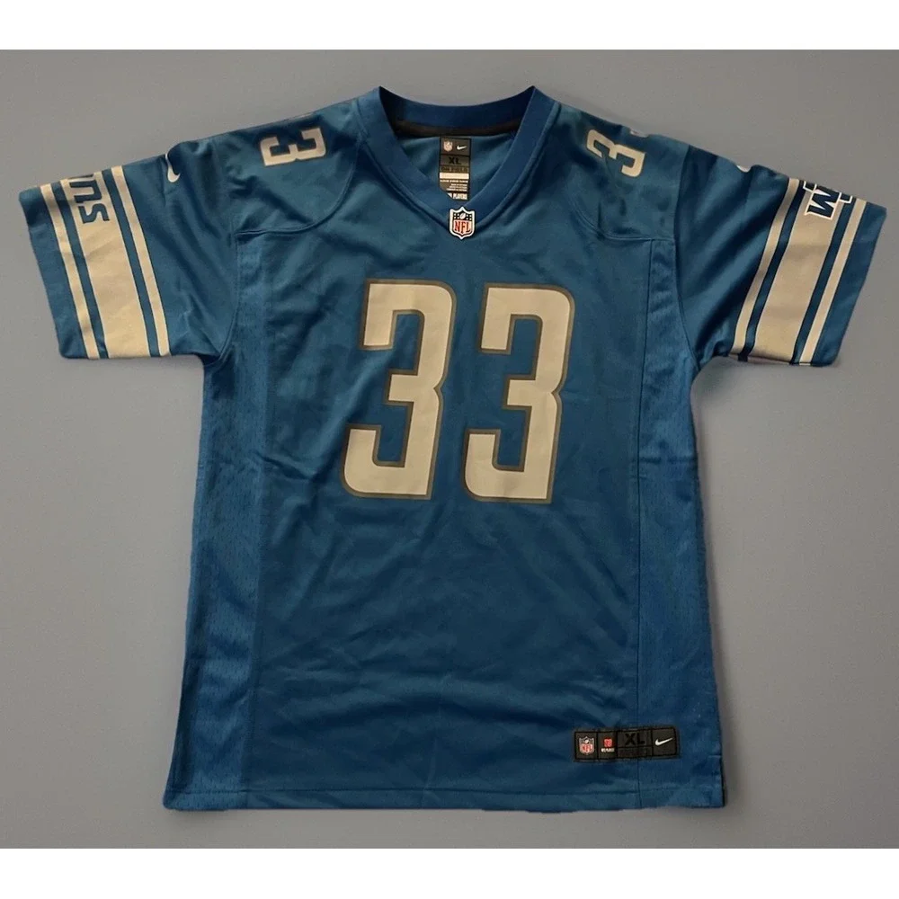 Detroit Lions Nike On Field Kerryon Johnson 33 Jersey NFL Logo Blue XL JBHS